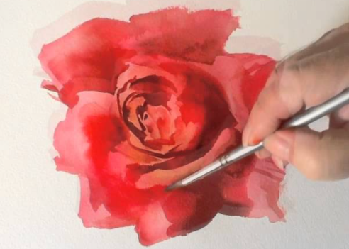 Red Roses in Watercolor. Watercolor Painting