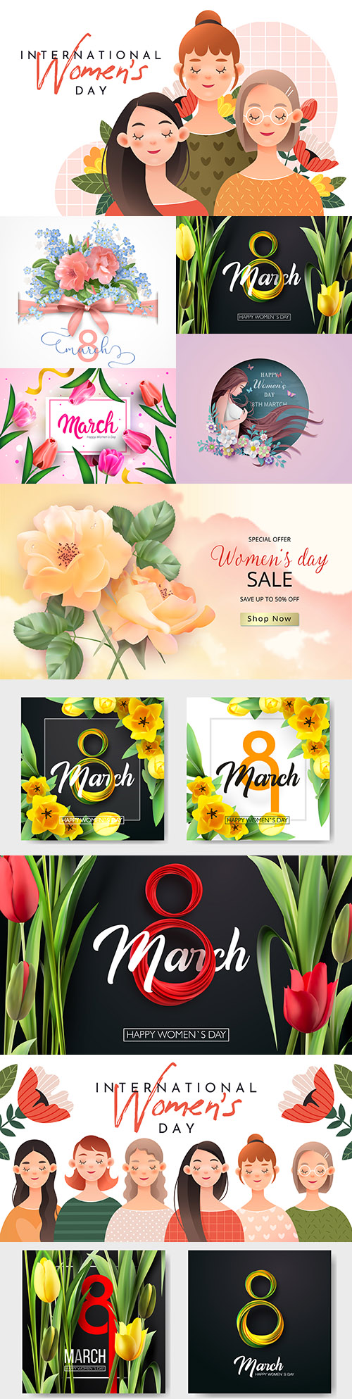 Happy Women's Day March 8 design illustrations 8