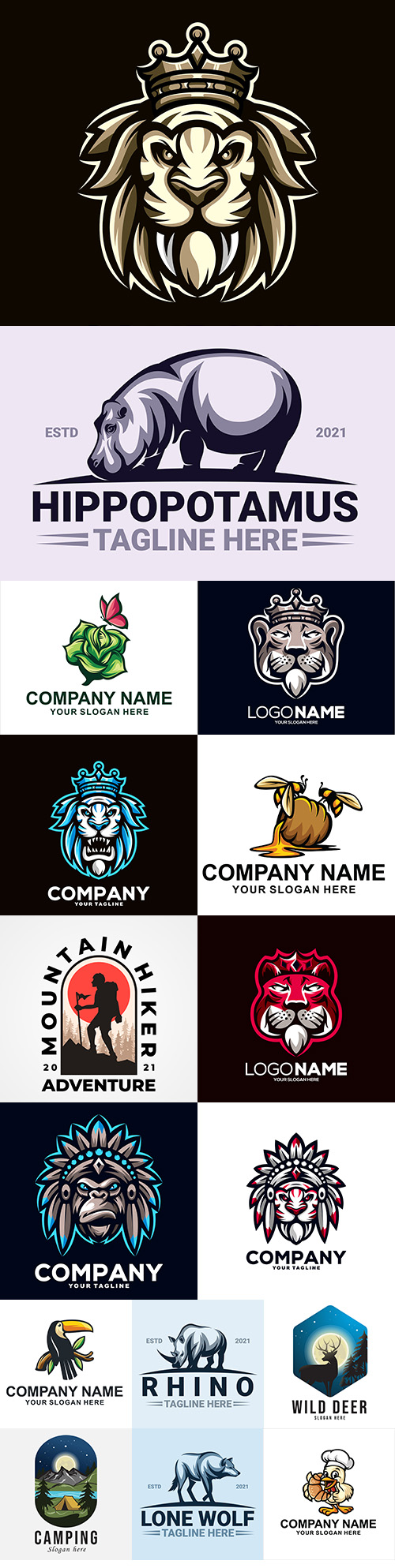 Mascot emblem and brand name logos design 7
