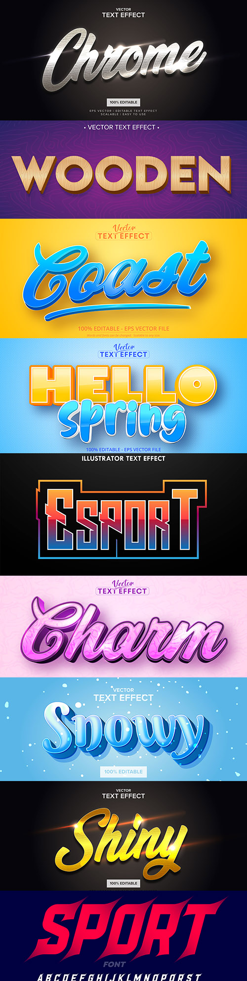 Editable font and 3d effect text design collection illustration 35