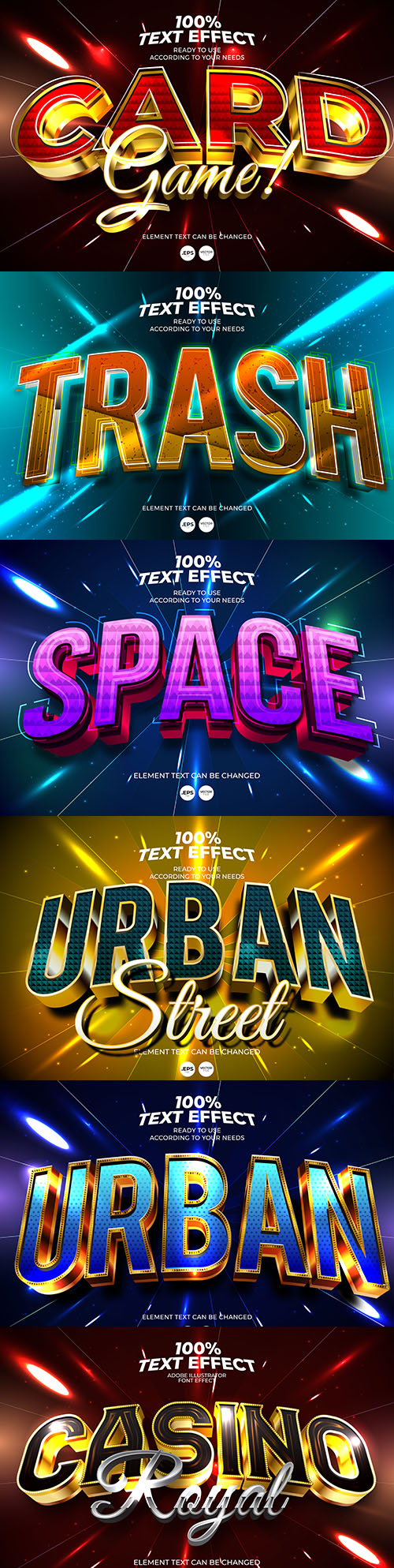 Editable font and 3d effect text design collection illustration 39