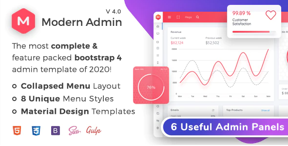 Modern Admin - Clean Bootstrap 4 Dashboard HTML Template + Material Design