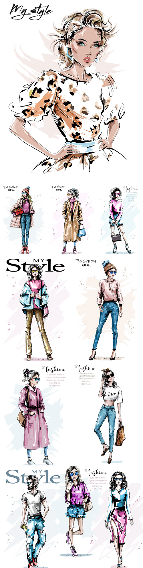 My style fashion girl and guy drawn illustrations 7
