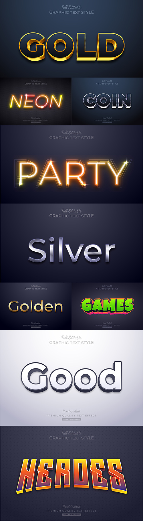 Editable font and 3d effect text design collection illustration 42