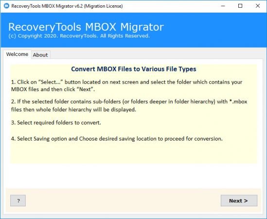 RecoveryTools MBOX Migrator v7.0