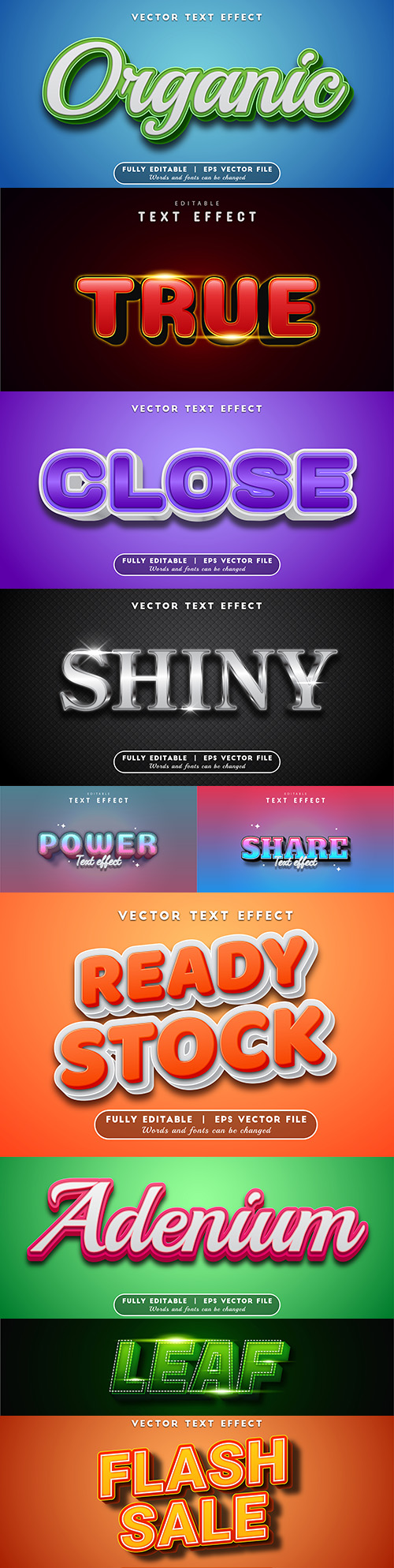 Editable font and 3d effect text design collection illustration 43