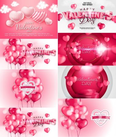 Valentine's day text effect in vector