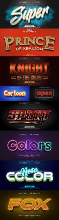 Editable font and 3d effect text design collection illustration 45