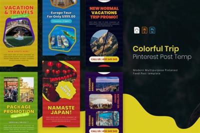 Colorful Trip | Pinterest Post Template