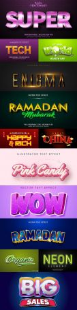 Editable font and 3d effect text design collection illustration 19