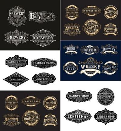 Set of vintage vector label design