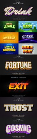 Editable font and 3d effect text design collection illustration 23