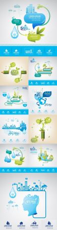 Save water and preserve ecology in world concept of infographics