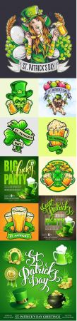 St. Patrick's Day party and design emblems illustrations 10