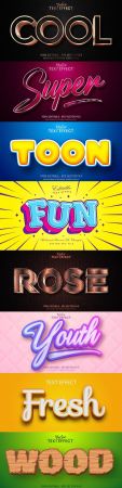 Editable font and 3d effect text design collection illustration 14