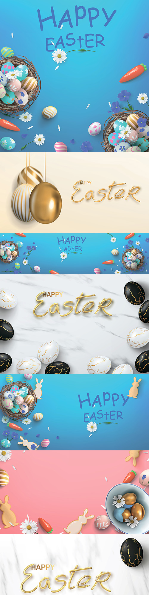 Happy Easter background and design banner with colorful eggs 3