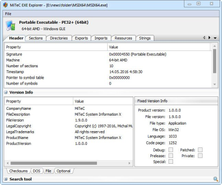 MiTeC EXE Explorer 3.4.0