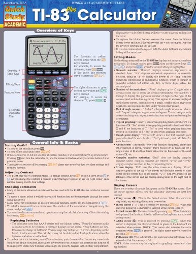 Ti 83 Plus Calculator (Quick Study Academic)