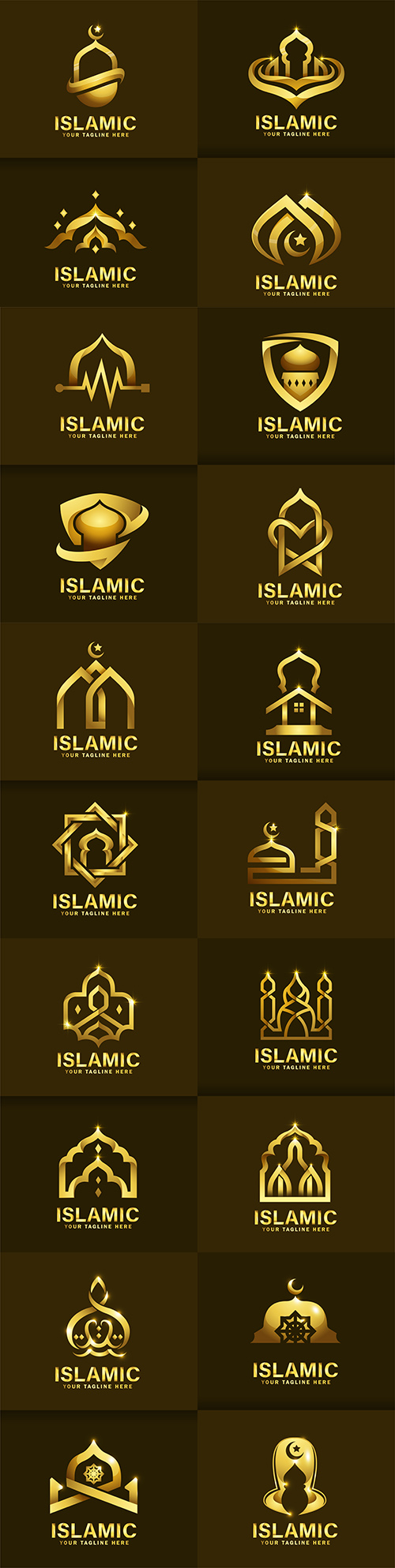 Luxurious Islamic logo template design golden mosque
