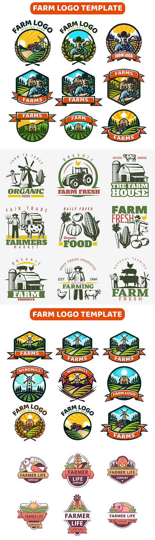 Farm logos design brand Name Company corporate
