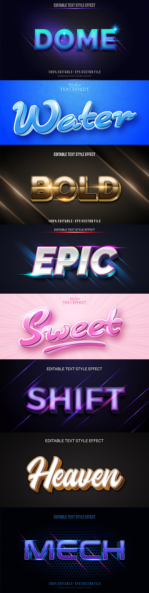Editable font and 3d effect text design collection illustration 58