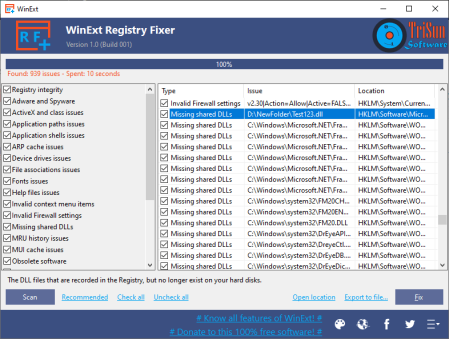 WinExt Registry Fixer 1.0 Build 001