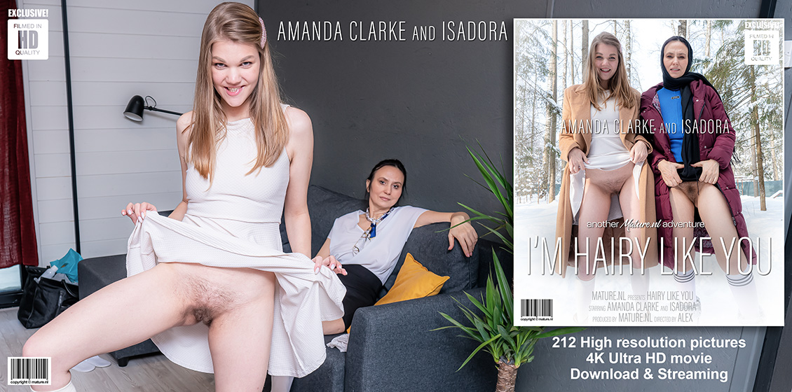 Amanda Clarke, Isadora - These old and young lesbian stepmother and daughter find out they both love a hairy pussy (1080p)
