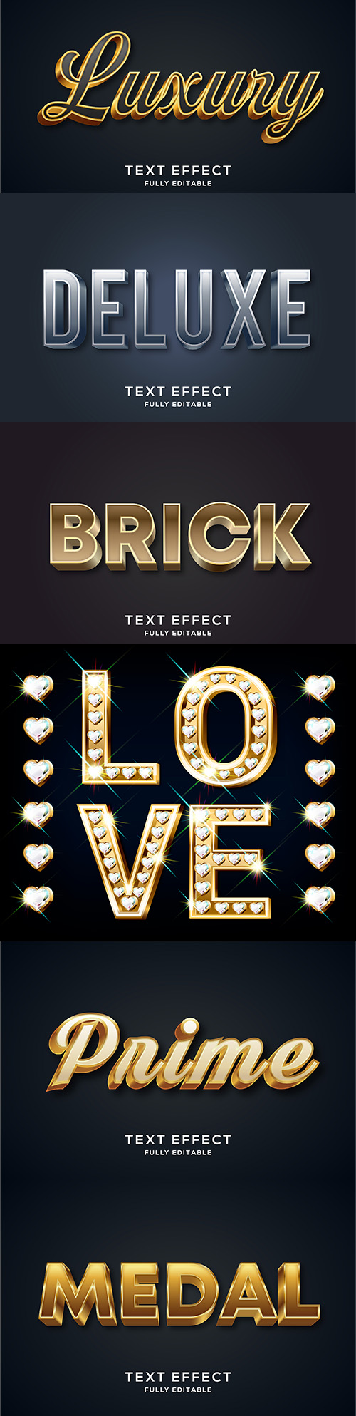 Editable font and 3d effect text design collection illustration 63