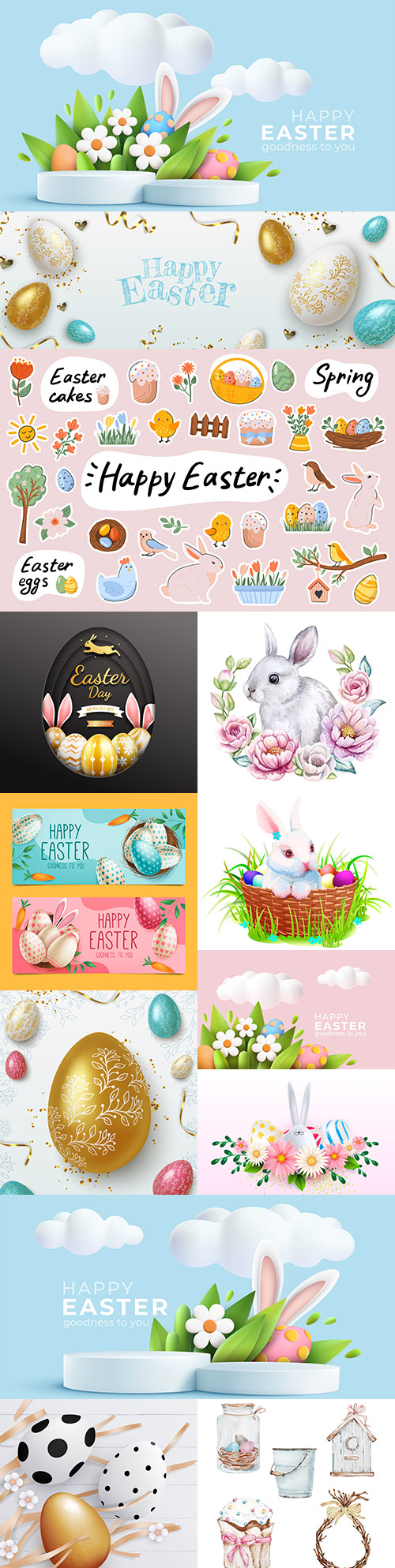 Happy Easter background and design banner with colorful eggs 6