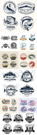 Fishing logos design brand name company corporate