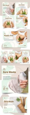 Zero waste and plastic free products design illustration