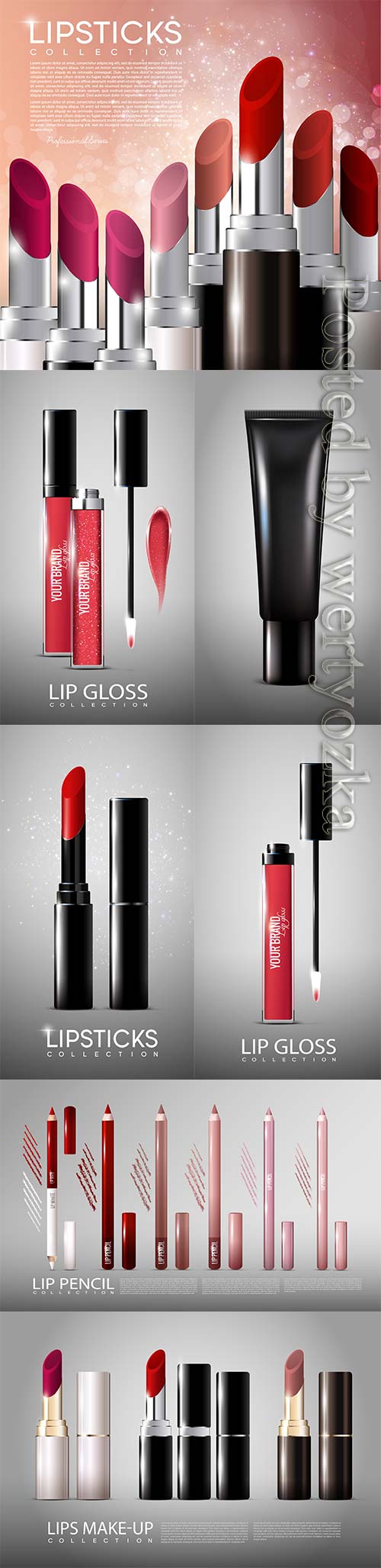 Cosmetic products advertising vector template
