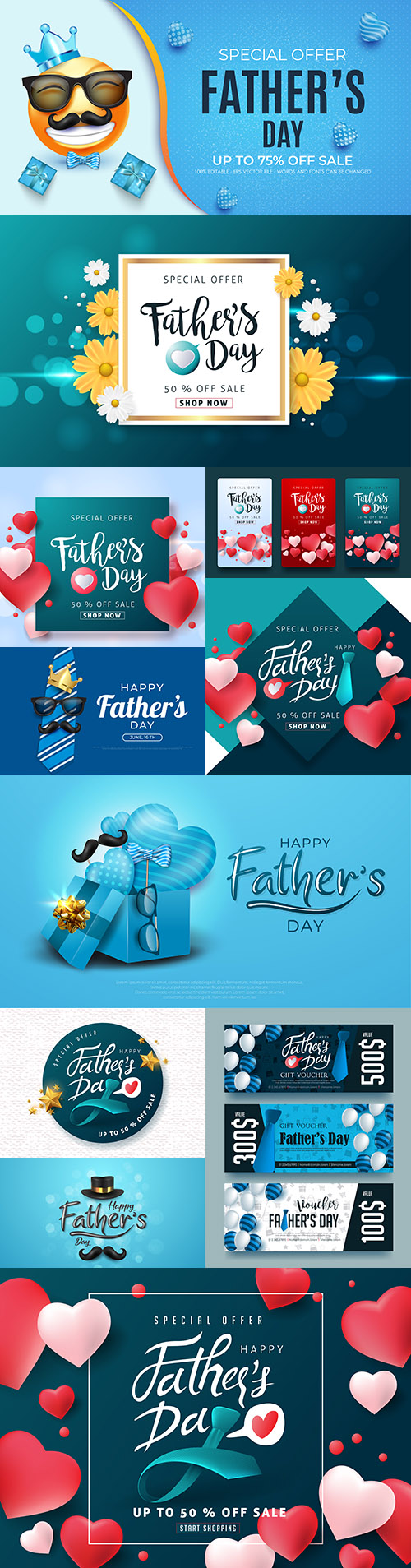 Happy Father 's Day design greeting card and banner 7