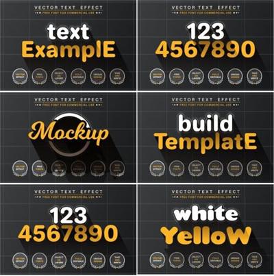 Build template   editable text effect, font style