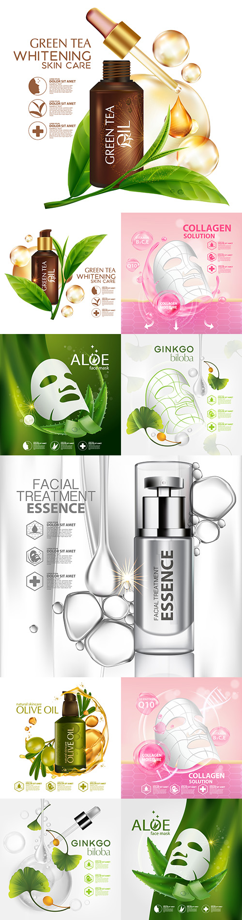 Skin care cosmetics with natural ingredients is realistic illustration 4
