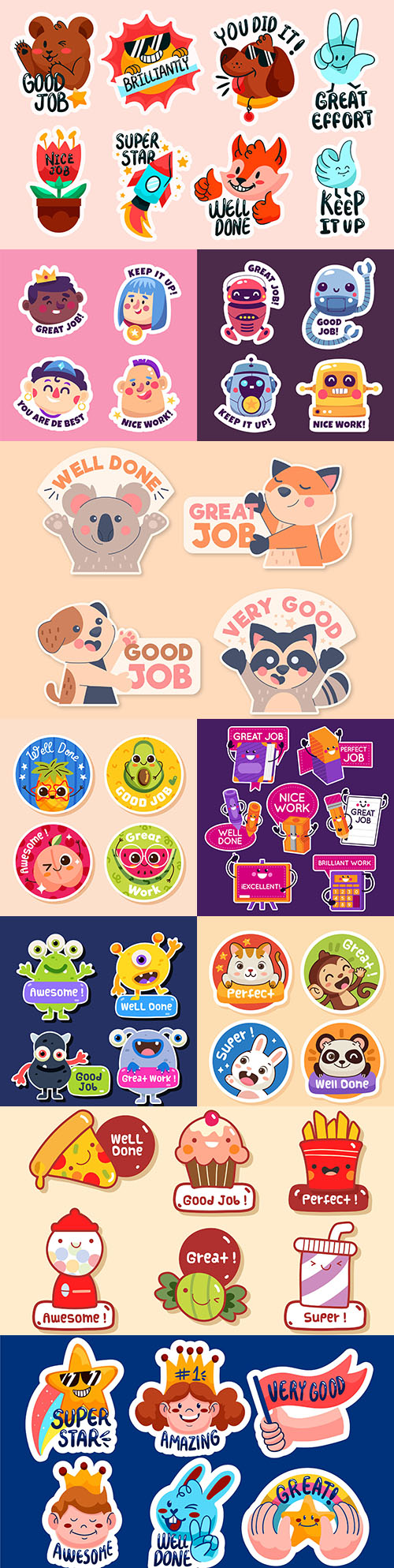 Great work set stickers cartoon colection design illustration
