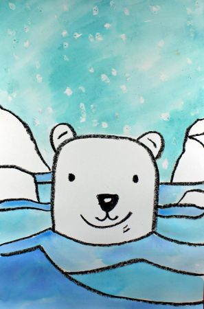 Art for Kids: Drawing and Painting a Polar Bear Swimming in the Sea