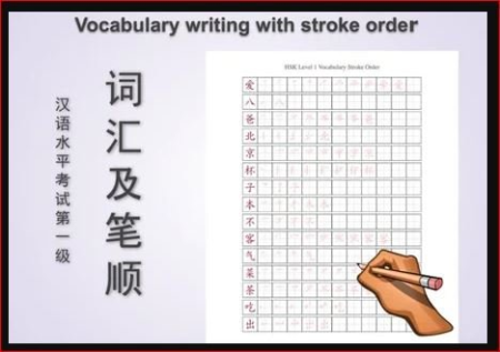 Learn to write Chinese characters stroke by stroke from HSK level one vocabulary