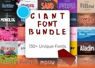 Giant Font Bundle   130+ Unique Fonts