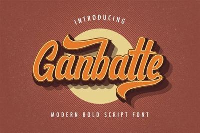 Ganbatte   Bold Script Font