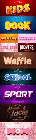Editable font and 3d effect text design collection illustration 74