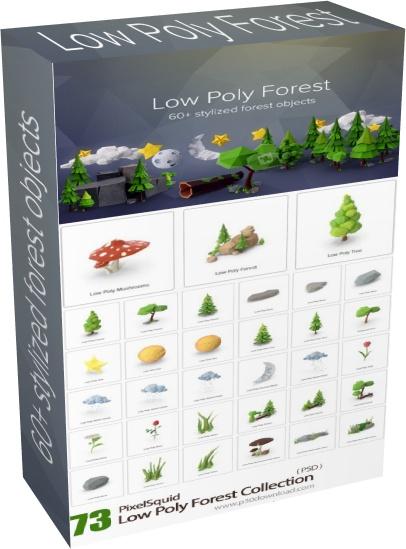 PixelSquid - Low Poly Forest (PSD)