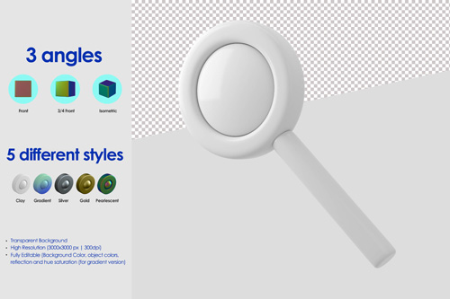 3d magnifier icon psd design template