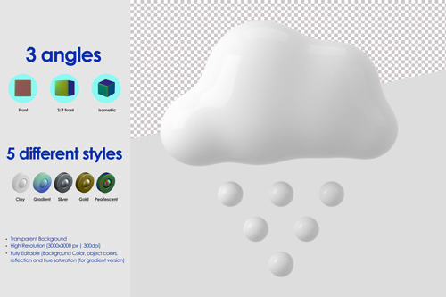 3d snow icon psd design template
