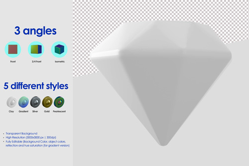 3d diamond icon psd design template