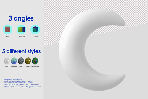 3d moon icon psd design template