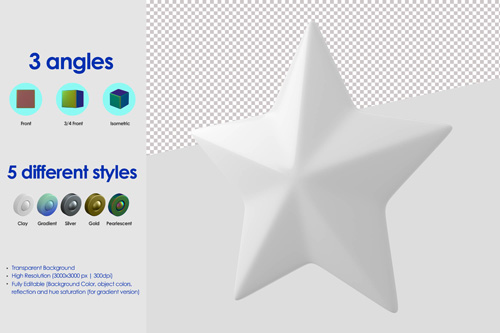 3d star icon psd design template