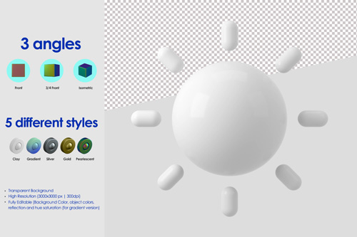 3d sun icon psd design template