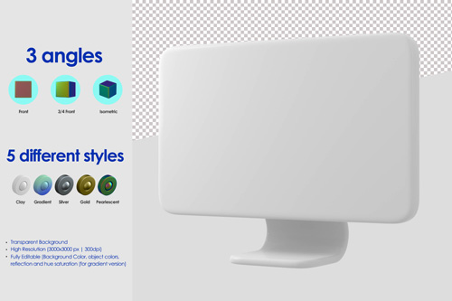 3d monitor icon psd design template