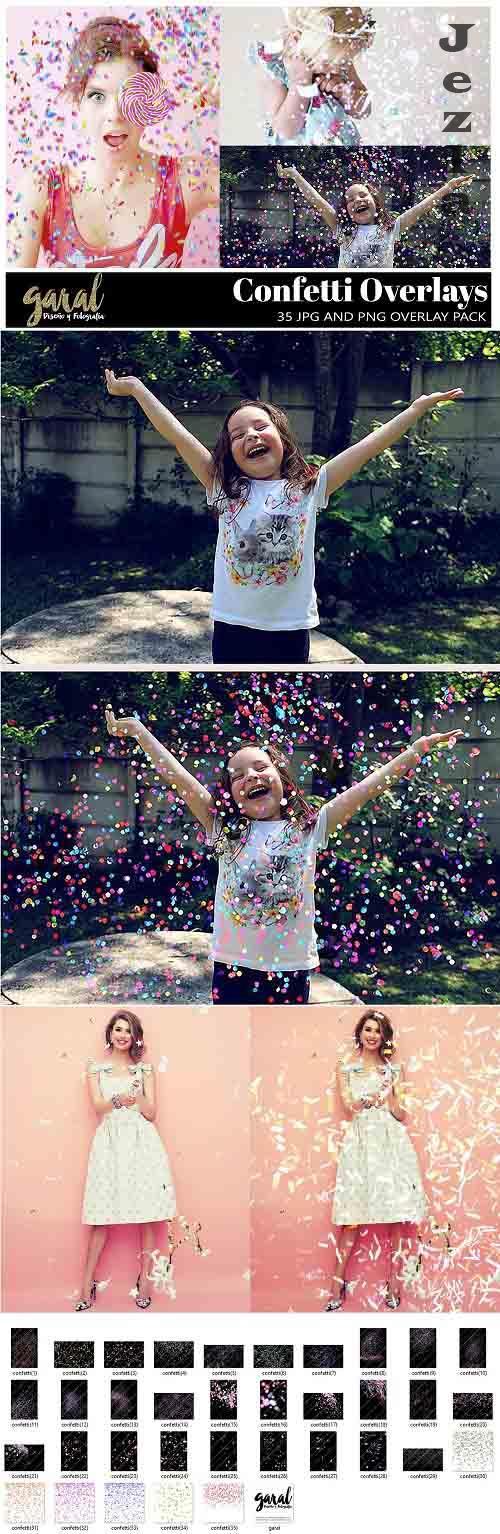 35 Confetti Photoshop Overlays, JPG and PNG files - 484367